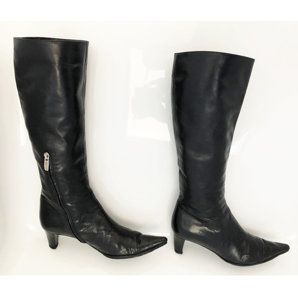 Sergio Rossi Knee High Leather Boots, sz 7 - Picture 2 of 8